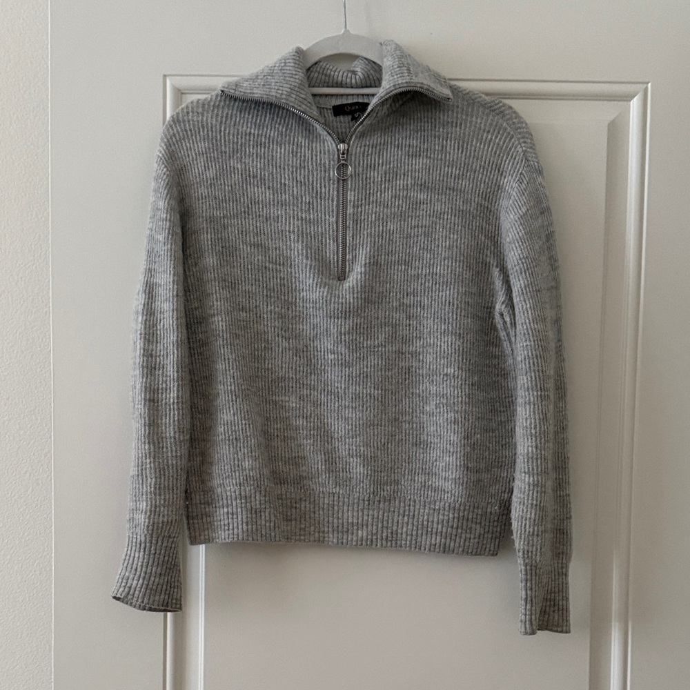 Quince Gray Half-Zip Sweater